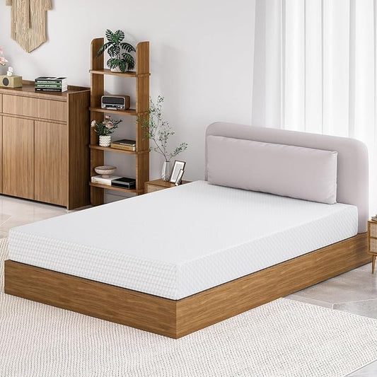 TFD Twin Memory Foam Mattress New Version Cool Gel Infused Medium Firm Zoned Pressure Relief for Cooling Sleep Fiberglass Free CertiPUR-US Certified Washable Removable Cover 6 Inch(White)