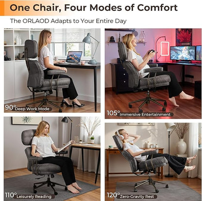 Ergonomic Office Chair Comfy with Lumbar Support, High Back Suede Leather Rolling Executive Desk Chair for Home Office & Gaming,360° Swivel, 300lbs (Grey)