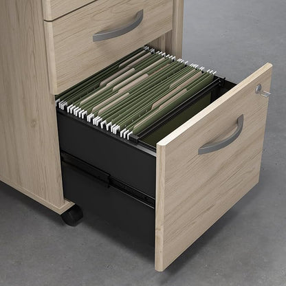 Bush Business Furniture 72W x 30D L Shaped Desk with Mobile File Cabinet, Corner Table and Drawers for Home or Professional Office, Studio C Collection, Natural Elm