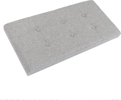 Folding Storage Ottoman - 30-Inch Tufted Footrest, Linen Chest, or Bench with Removable Bin for Living Room, Bedroom, or Dorm by Lavish Home (Gray)