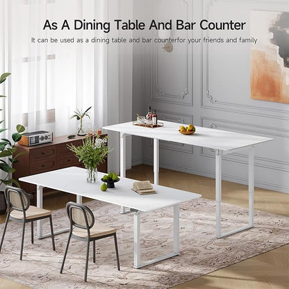ONBRILL Standing Desk, 71x32 Inches Rectangle Stand Up Desk with 4 Legs, Dual Motor and Memory Controller, Adjustable Height from 28-46 Inches for Home and Computer Workstation, White