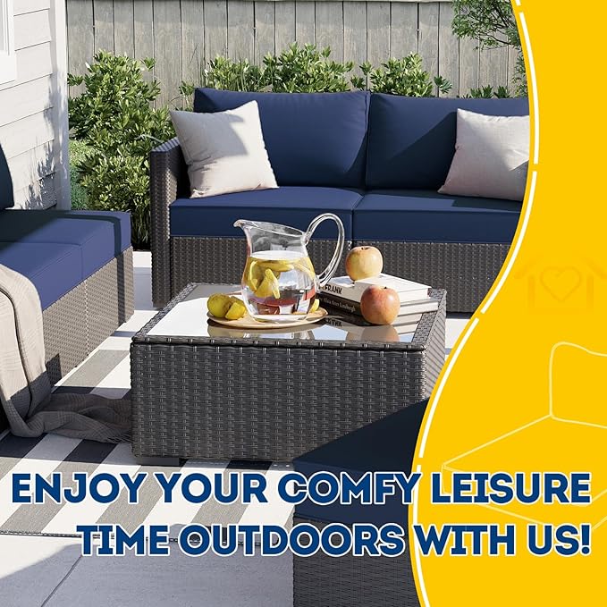 AAAAAcessories Outdoor Deep Seat Cushions, Waterproof, Fade-Resistant Patio Furniture Replacement Cushions, 23.5" x 25.5" x 5" + 23.5" x 13.5", Set of 2, Navy Blue