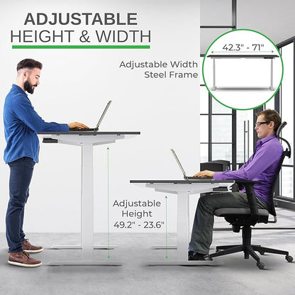 Rise Up Electric Standing Desk Adjustable Height 24-49" Dual Motor One Piece 60x30 Bamboo Large Standing Desk, Sit Stand Desk Rising Desk Home Office