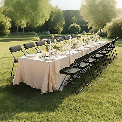 6 Pack Padded Folding Chairs with Cushion, Foldable Dining Chair Set Portable Indoor Outdoor Stackable Folding Chairs with Steel Frame for Home Office Events Wedding Party Black