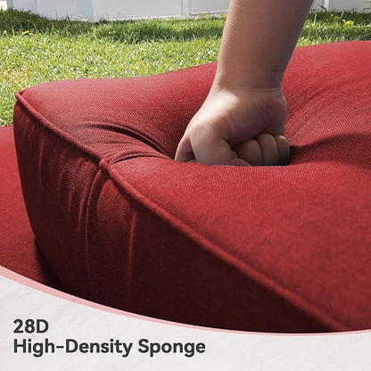 Luxury 6" Outdoor Cushions for Patio Furniture, 24x24x6" Thick Seat Cushion Set of 6, Fade Resistant Couch Chair Replacement Cushions High Density Deep Wicker Chair Cushion w/ Removable Cover, Red