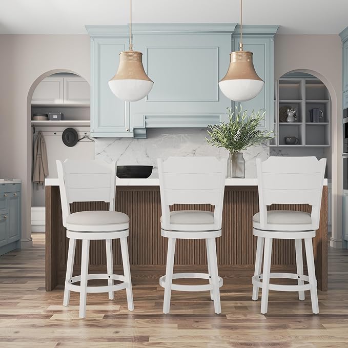 Hillsdale Clarion Wood Swivel Stool, Counter Height, Sea White
