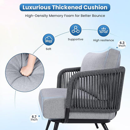 5-Piece Outdoor Patio Furniture Set All Weather 4-Seat Sofa with Coffee Table & Waterproof Thick Cushion – Patio Conversation Sets for Lawn, Balcony, Porch, Muebles para Patios Exteriores