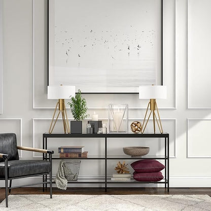 Henn&Hart 64" Wide Rectangular Console Table in Blackened Bronze, Entryway Table, Accent Table for Living Room, Hallway