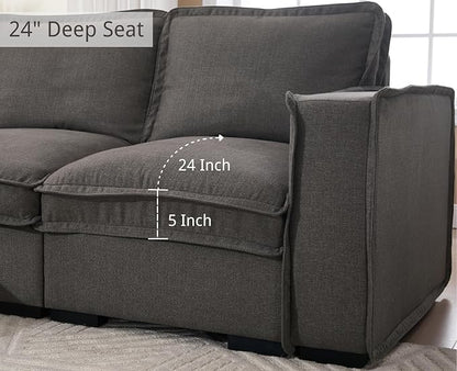 EALSON 67" Loveseat Sofa Modern Love Seat Sofa Comfy Linen Fabric Upholstered Cloud Couches Mid Century Modular 2-Seater Sectional Couch with Throw Pillows for Bedroom/Living Room/Apartment, Grey