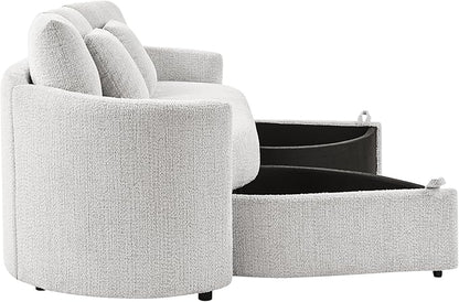 Studio Living® Beckett 92" Storage Sofa, Modern Farmhouse, Pocket Coil Comfort, Easy Assembly, Chenille Fabric, Ivory