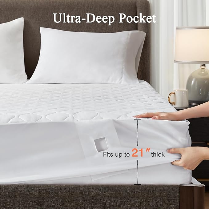 Beautyrest Cotton Heated Mattress Pad - Bed Warmer with 20 Heat Settings Controller, Auto Shut Off Timer, All Around Elastic Deep Pocket, UL Certified, Machine Washable, White Twin XL