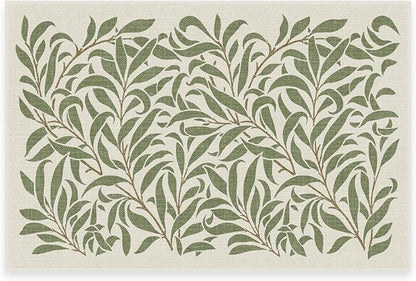 RUGGABLE x Morris & Co Machine Washable Area Rug – Pure Willow Boughs Green 2x3, Stain-Resistant, Non-Slip – Small Rugs for Living Room, Bedroom, Hallway, Entryway & Bathroom–with Cushioned Pad