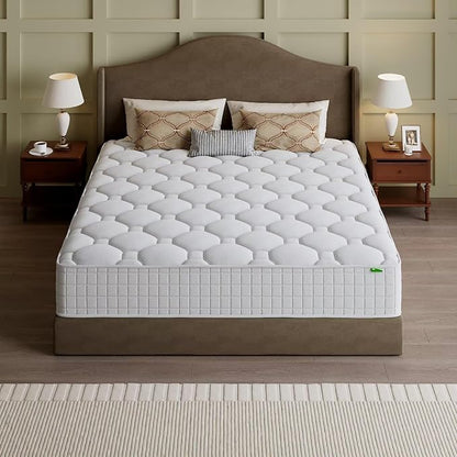 Queen Mattress, 10 Inch Hybrid Memory Foam Mattress in a Box, Cooling Gel for Pressure Relief & Back Pain Support, CertiPUR-US Certified, Medium Firm Bed, Fiberglass Free, Breathable Comfort Sleep