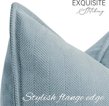 ZWJD Throw Blue Pillow Covers 16x16 Set of 2 Chenille Pillow Covers with Elegant Design Soft and Luxurious Decorative Throw Pillows for Couch, Bed, and Home Decor,Light Blue