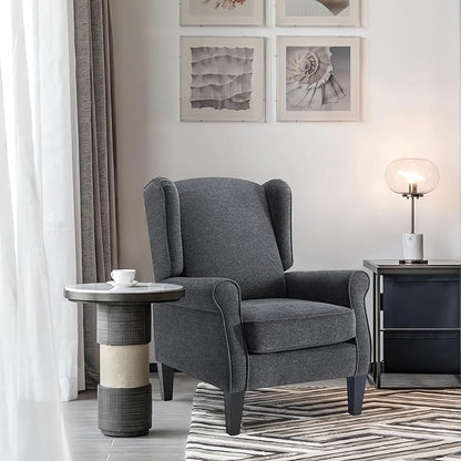 Dark Grey Accent Chairs, Modern Living Room Single Wingback Sofachair, Classic Bedroom High Back Reading Seats, Bussiness Upholstered Arm Chairs for Office, Guest Room
