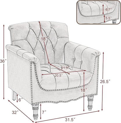 UIXE Faux Leather Accent Chairs Set of 2, Comfy Club Chair Upholstered Armchair for Living Room, Button Tufted Arm Chair Retro Single Sofa Side Reding Seat for Bedroom - Brown