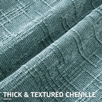 decorUhome Teal Chenille Throw Pillow Covers 18x18 Set of 2 Thick Textured Slubby Couch Pillow Covers Farmhouse Accent Modern Neutral Decorative Pillow Cases for Bed Sofa Living Room