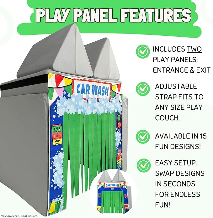 Couch Swag Play Panel for Childrens Foam Sofa Kids Couch (Car Wash)
