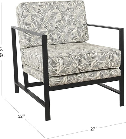 HomePop Modern Metal Frame Accent Chair Home Décor|Accent Chairs for Living Room & Bedroom - Gray Lines