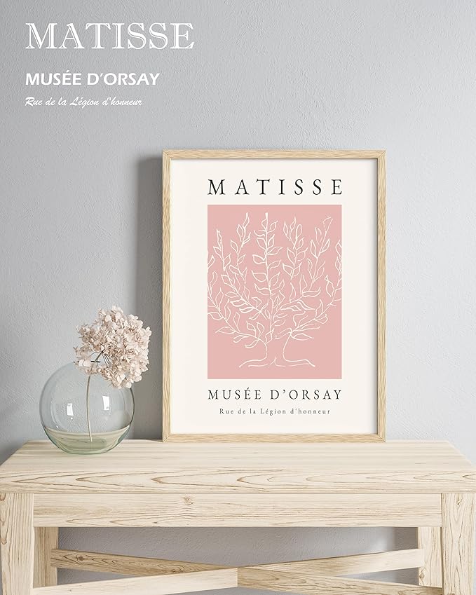 HesenDot Unframed Pink Wall Art Set of 3,12x16in Matisse Canvas Prints,Abstract Botanical Wall Decor Posters,Minimalist Modern Home Decoration for Living Room Bedroom Office