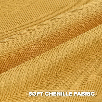 FUTEI Mustard Yellow Chenille Throw Pillow Covers 20x20 Inch Set of 2,Soft Wide Chevron Textured Cushion Case,Farmhouse Home Decor for Couch Bed Living Room