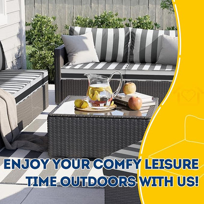 AAAAAcessories Outdoor Deep Seat Cushions, Waterproof, Fade-Resistant Patio Furniture Replacement Cushions, 25.5" x 25.5" x 5" + 25.5" x 13.5", Set of 2, Gray Cabana Stripe