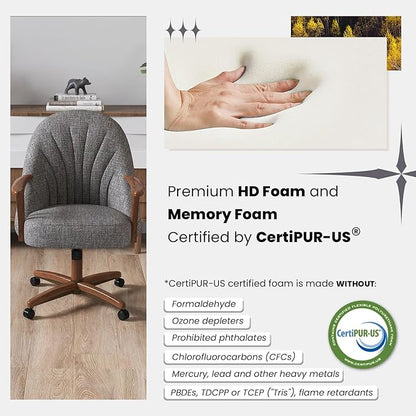Chromcraft Swivel Tilt Chairs, Luxe Wooden Arm All-Metal Pedestal Base Chairs with Wheels for Kitchen