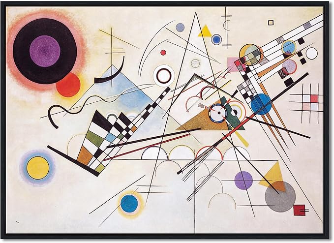 Wieco Art Framed Canvas Wall Art Wassily Kandinsky Composition VIII Picture Print of Famous Paintings Abstract Canvas Prints for Living Room Home Decor and Wall Decorations
