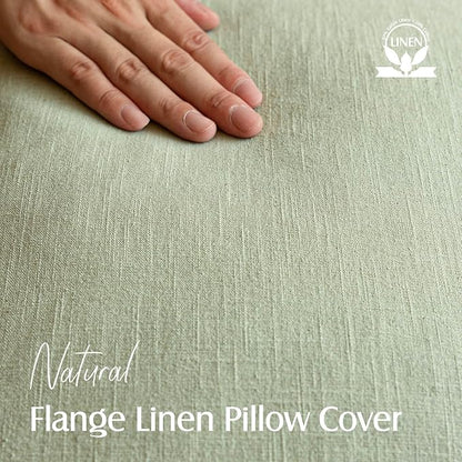 Foindtower Pack of 2, Decorative Linen Solid Throw Pillow Covers Accent Soft Cushion Case Farmhouse Boho Pillowcase for Couch Sofa Chair Bedroom Living Room Home Decor 18 x 18 Inch Light Sage Green