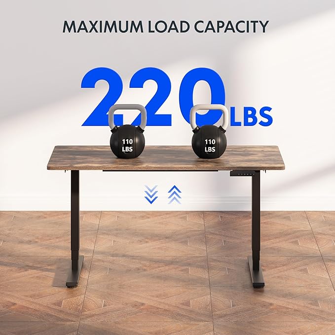 FLEXISPOT E6 3 Stages Dual Motor Electric Standing Desk 48x30 Inch Whole-Piece Board Height Adjustable Electric Sit Stand Desk(Black Frame + Special Walnut Top, 2 Packages)