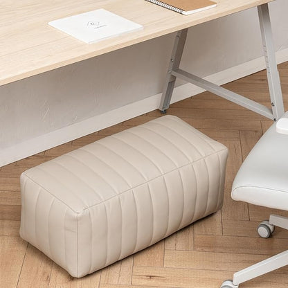 Anji Mountain 100% Handmade & Handcrafted Comfortable Home Décor Pouf Ottoman Footrest for Living Room, Bedroom, Nursery, Kidsroom, Patio Furniture - (22" x 12" x 10" - Cream)