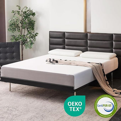 Amazon Basics Memory Foam Mattress, Medium Firm, 10 Inch, Queen, White/Grey