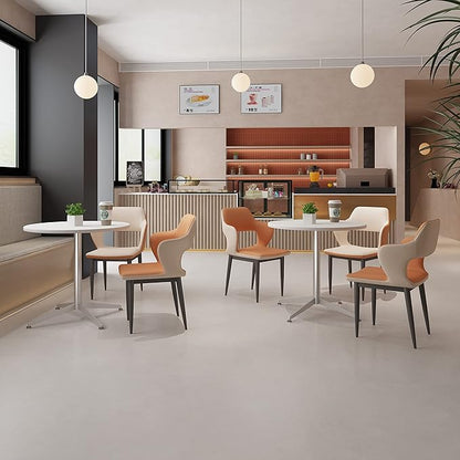 White Dining Table Round Small Office Table Conference Table Coffee Meeting Table w/Stainless Steel X-Shaped Pedestal for Office Boardroom Kitchen Living Room 31.5 inch