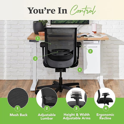HON Convergence Ergonomic Office Chair, Breathable Back Support Mesh, Adjustable Arms, Computer Chair with Lumbar Support, Rolling Swivel Wheels, Comfortable Synchro-Tilt Recline, Fabric, Iris