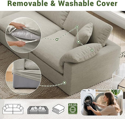 Cloud Modular Sectional Sofa,211.6" Down Filled Sofa 5 Seat with Chaise,Minimalist Sofa Cover Washable and Replaceable Couches for Living Room,Sectional Sofa Deep Seat 1