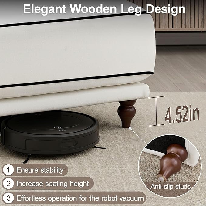 35" Square Ottoman for Modular Couch Sectional Sofa,Movable Footstool with Wooden Legs for Living Room Bedroom,Comfy Thicked Cushion Upholstered Foot Rest,White