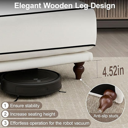 35" Square Ottoman for Modular Couch Sectional Sofa,Movable Footstool with Wooden Legs for Living Room Bedroom,Comfy Thicked Cushion Upholstered Foot Rest,White