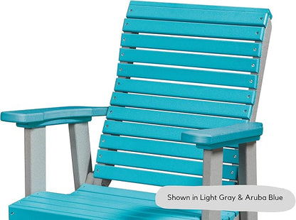 DutchCrafters Modern Horizontal Slat High Back Poly Outdoor Patio Chair (White & Cedar)