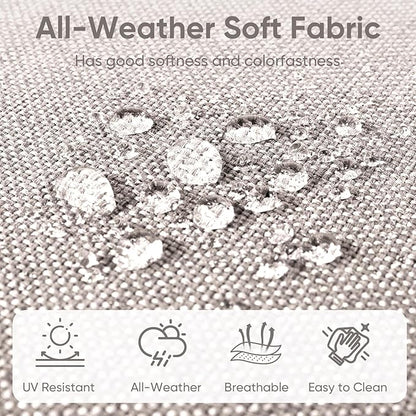 7-Piece Outdoor Patio Cushion Set - Fade & Water Resistant with Removable Olefin Cover, 22x24x4 Inch Memory Foam Cushions for Wicker Sectional Sofa – Beige/Buckle
