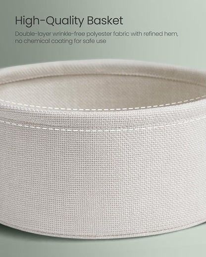 VASAGLE LILEA Collection - Side Table with Charging Station, Round End Table with Fabric Basket, Nightstand with USB Ports, for Living Room, Bedroom, Modern, Forest Green and Cream White ULET228C04