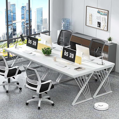 FOLUBAN White Desk, Modern Wood and Metal Computer Desk for Home Office, Simple Writing Work PC Desks for Bedroom, Industrial Study Gaming Table for Living Room, White, 47 Inch