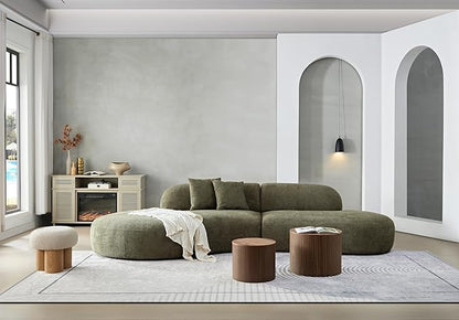 135" Curved Sofa Couch Modern Oversized 6-Seat Upholstery Boucle Sectional Sofa Couch with Pillows for Living Room Apartment Furniture,No Assembly Needed (Green+Left-Facing)
