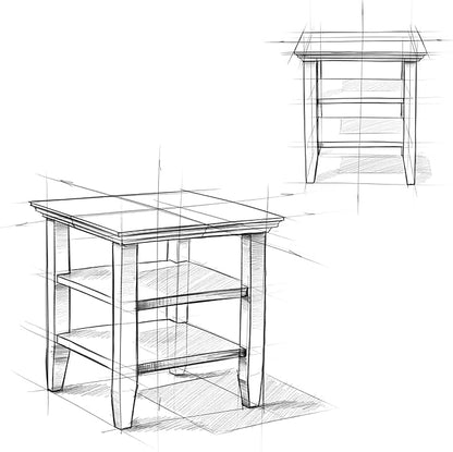 SIMPLIHOME Acadian SOLID WOOD 19 inch Wide Square Transitional End Table in Farmhouse Grey for the Living Room and Bedroom