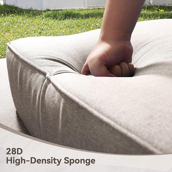 Luxury 6" Outdoor Cushions for Patio Furniture, 24x24x6" Thick Seat Cushion Set of 8, Fade Resistant Couch Chair Replacement Cushions High Density Deep Wicker Chair Cushion w/ Removable Cover, Beige