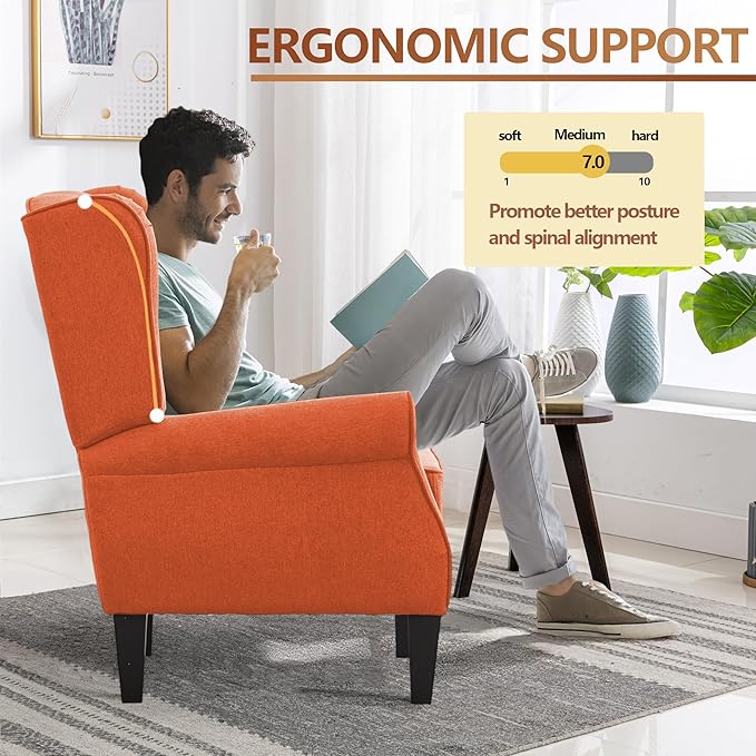 Accent Chair Set of 2, Modern Living Room Chairs with Wingback, Comfy Upholstered High Back Single Sofa for Bedroom, Mid-Century Reading Armchair Sillas para Sala