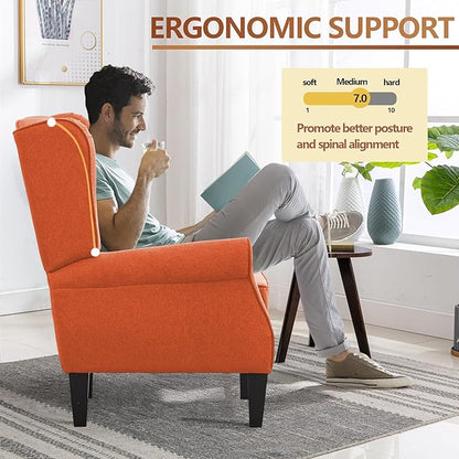 Accent Chair for Living Room Set of 2, High Back Reading Armchairs with Removable Seat Cushion, Mid-Century Single Couch in Fabric, Modern Ergonomic Wingback Chair for Bedroom,Club, Balcony