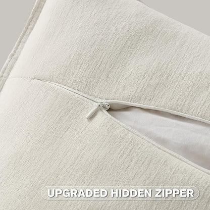 FUTEI Cream White Chenille Throw Pillow Covers 20x20 Inch Set of 2,Edges Double-Stitched Cushion Cases,Modern Home Decor for Couch Living Room