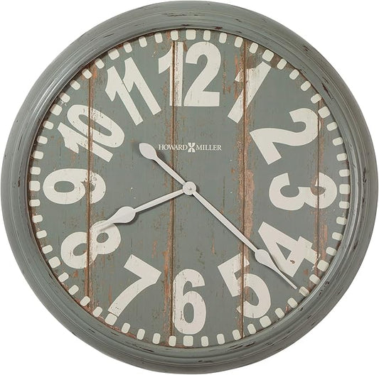 Howard Miller Quade Oversized Wall Clock, Gray Finish Wood Design Off-White Arabic Numerals Quartz Movement, Analog Dial Alarm Clock Wall Mount Best for Home Decor, Office and Kitchen
