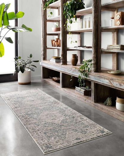 Loloi Teagan Collection TEA-04 Sky/Natural 9'-9" x 13'-6" Area Rug, Large, Soft Neutral Rug, High-Traffic for Living Room, Bedroom, Home Office, Dining Area