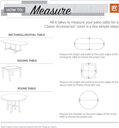 Classic Accessories Ravenna Water-Resistant 72 Inch Rectangular/Oval Patio Table Cover, Outdoor Table Cover